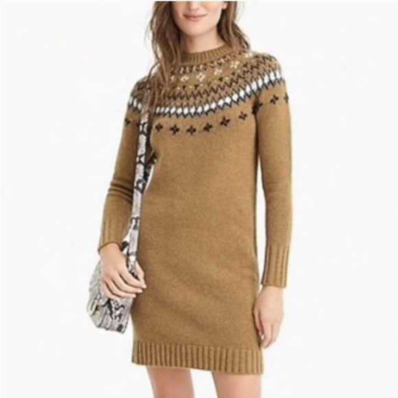 J. Crew Dresses & Skirts - J Crew Jewel-embellished Fair Isle crewneck sweater dress